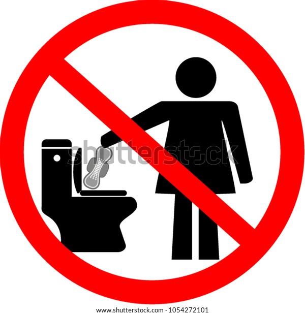 No Sanitary Pad Down Toilet Stock Vector (Royalty Free) 1054272101