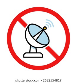 No Satellite Dish Sign on White Background
