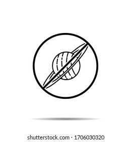 No saturn, planet, space icon. Simple thin line, outline vector of space ban, prohibition, embargo, interdict, forbiddance icons for ui and ux, website or mobile application