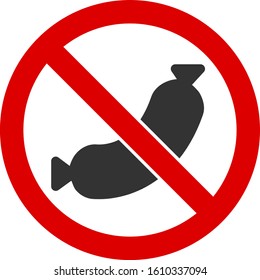 No sausage vector icon. Flat No sausage symbol is isolated on a white background.