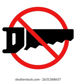 No Saw Sign on White Background