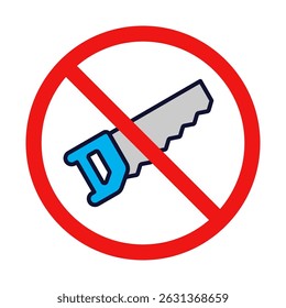No Saw Sign on White Background