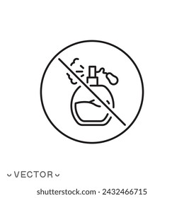 no scent icon, aroma free, smell absence concept, does not contain odor, thin line symbol isolated on white background, editable stroke eps 10 vector illustration 