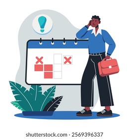 No schedule flat illustration if a character 