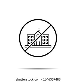 No school, building icon. Simple thin line, outline vector of buildings ban, prohibition, forbiddance icons for ui and ux, website or mobile application