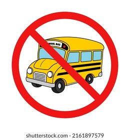 No School Bus Sign on White Background