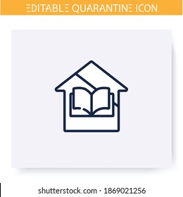No school line icon. Closed for quarantine. Lockdown. Social isolation and covid19 virus spread prevention. Global viral pandemic. Stay home concept. Isolated vector illustration. Editable stroke 