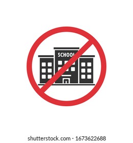 No school. Prohibition sign for quarantine. Public access restriction