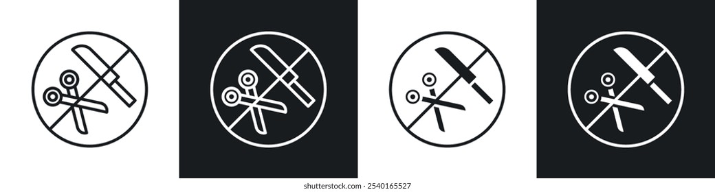 No scissors or no knives sign in black and white colors.