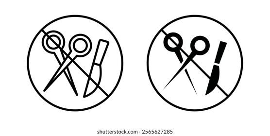 No scissors or no knives sign vector in black and red colors