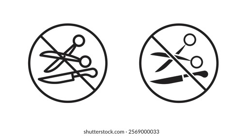 No scissors or no knives sign vector set vector graphics designs