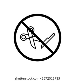 No scissors or no knives sign vector in black colors