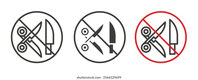 No scissors or no knives signs collection for website design, app, UI design.