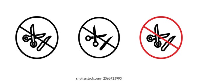 No scissors or no knives signs vector collection pack