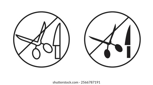 No scissors or no knives signs vector illustration pack