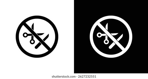 No scissors or no knives signs vector, solid illustration, pictogram