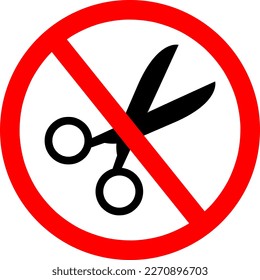 No scissors prohibition sign icon vector illustration on white background..eps