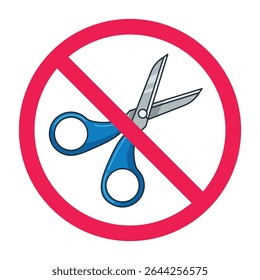 No scissors sign, forbidden scissors sign, scissors not allowed symbol, ban on using scissors