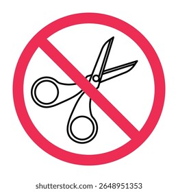 No scissors, no scissors sign, forbidden scissors sign, scissors prohibited icon, no cutting tool sign
