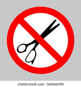 No Scissors sign illustration. Forbidden sign isolated on gray background.