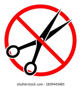 no scissors sign in red crossed out circle on white background