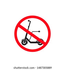 No scooter prohibition sign, Electric Scooter Icon, Vector illustration isolated on white 