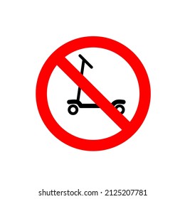 No Scooter sign. No push scooter forbidden sign