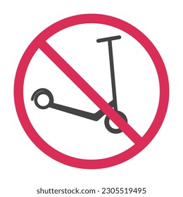 No scooters sign iin red round frame. Vector illustration