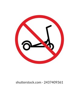 No Scooters Sign Vector Line Icon illustration.