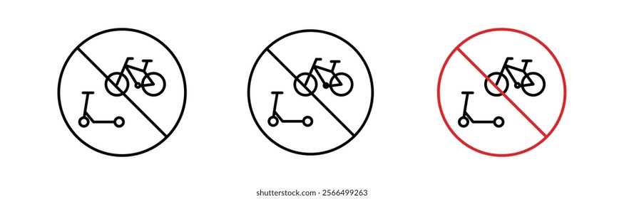 No scooters signs flat and linear vector illustration on white background.