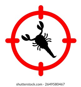 Sem alvo vermelho ícone escorpião. Nenhum antropoda para design gráfico de conceito de casa. Nenhuma ilustração de vetor repelente antropoda para eps digitais ou imprimíveis