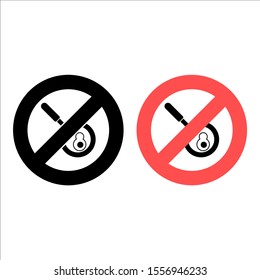 No No Scrambled eggs icon. Simple glyph, flat vector of Food ban, prohibition, embargo, interdict, forbiddance icons for UI and UX, website or mobile application