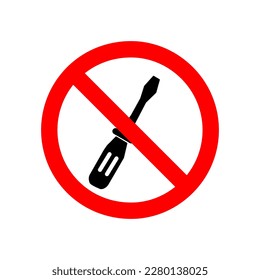 No screwdriver tuning vector icon. Flat No screwdriver tuning symbol on white background..eps