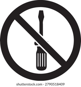 No screwdriver vector icon isolated on transparency background, tool prohibition simple sign, repair equipment forbidden, construction restriction, maintenance disallowed.