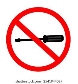 no screwdrivers sign with red circle icon clip art. don't use screwdrivers symbol