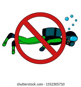 no scuba diving sign. isolated stock vector illustration