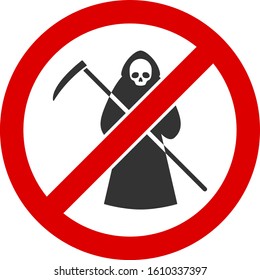 No scytheman vector icon. Flat No scytheman pictogram is isolated on a white background.