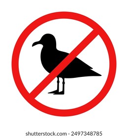 No Seagull Sign on White Background