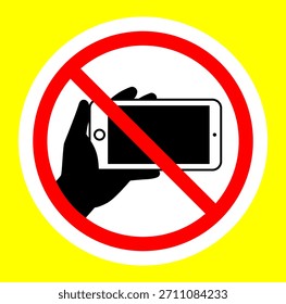 No hay selfie o ninguna señal de la cámara. señal de advertencia para imprimir.