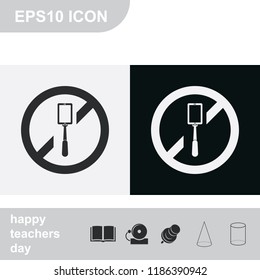 No selfie flat black and white vector icon. Selfie forbidden illustration.