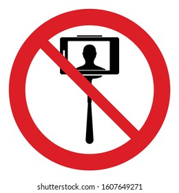 No selfie icon. prohibited sign.  No monopod icon. 