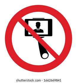No selfie icon. prohibited sign.  No monopod icon. 
