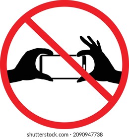 No Selfie on white background. Do not record video sign. Do not take photos symbol. flat style.