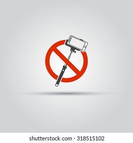 No selfie sticks isolated vector icon, do not use monopod for selfie prohibited sign  