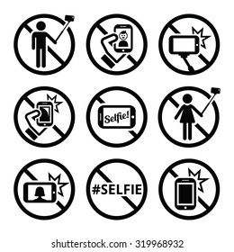 No selfies, no selfie sticks vector signs  