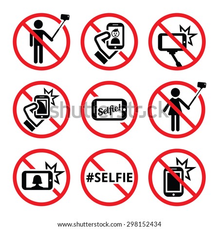No Selfies No Selfie Sticks Vector 스톡 벡터(사용료 없음) 298152434 - Shutterstock