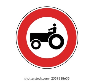 No Self-Propelled Vehicles Allowed Sign Vector Indicating Prohibition for Tractors and Similar Vehicles, Perfect for Road Safety and Traffic Management, High-Quality Vector Stock Image