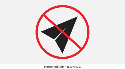 No Send message icon, paper plane icon sign symbol. Paper Airplane icon.   No icon. Forbidden sign. Prohibition sign