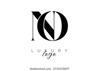 Logotipo de la tipografía del monograma de la letra de NO Serif para la identidad elegante de la marca de Premium