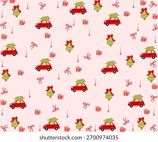 No Sew Christmas Pattern With Beautiful Winter Decor Background.